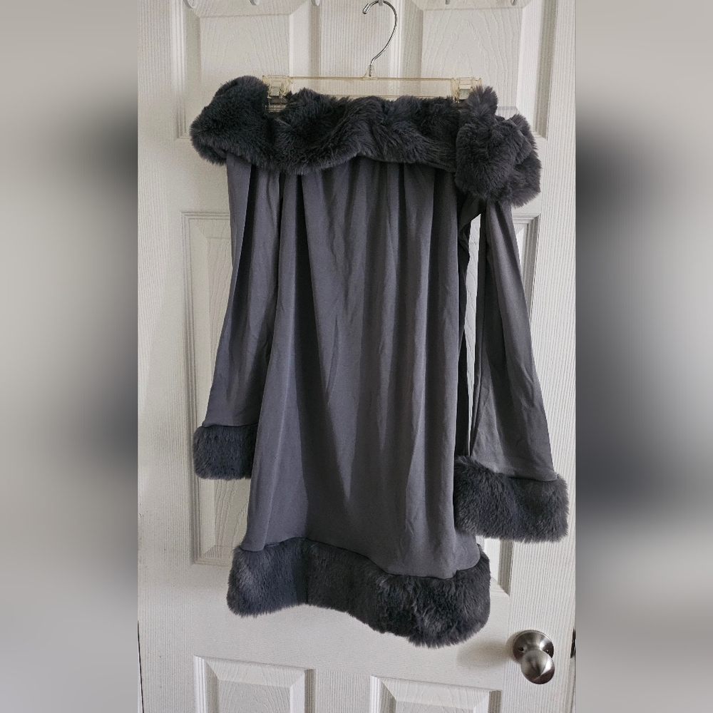 Micas faux fur lined shift dress